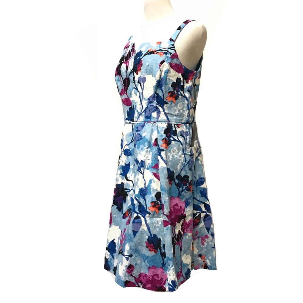 Adriana Papell Dress Size 12 Cocktail Summer Blue Floral